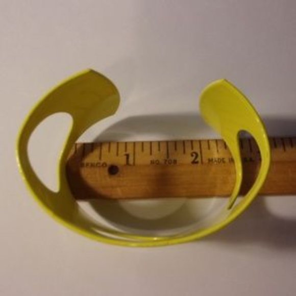 "Mod Yellow Enamel Cuff Bracelet " - Picture 4 of 6